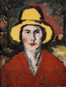 Kasimir Malevich The Woman wear the hat in yellow oil on canvas